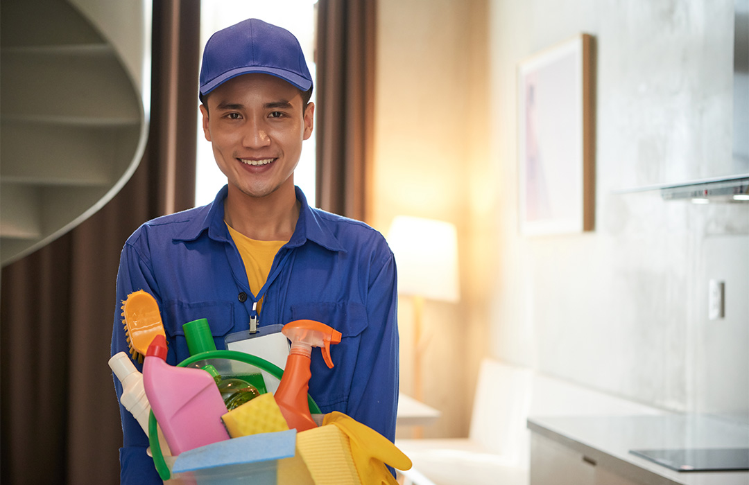 AI Virtual receptionist assessing priority cleaning calls