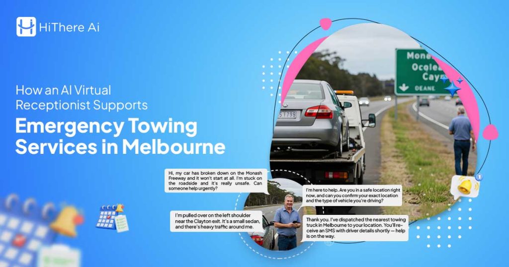 AI virtual receptionist for towing services answering emergency calls in Melbourne